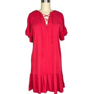 Michael Stars | red Ruffle Tie Front Dress